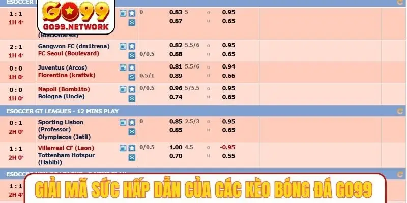 Giải mã sức hấp dẫn của các kèo bóng đá GO99